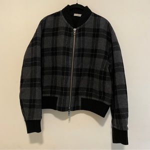 Vince Plaid Wool Bomber Jacket